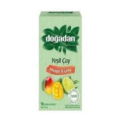 DOĞADAN YEŞİL ÇAY MANGO&LİME 18Lİ SÜZEN POŞET  1,3GR*20:23,4 GR GERİ DÖNÜŞTÜRÜLEBİLİR AMBALAJ