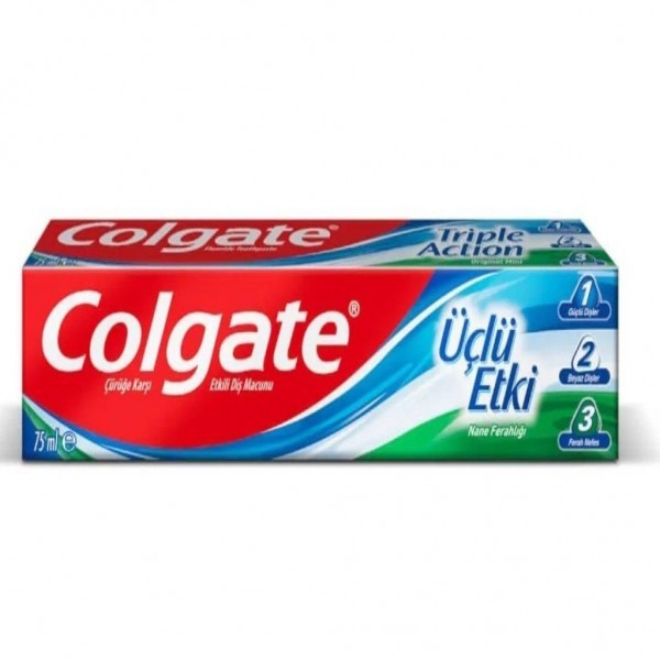 COLGATE ÜÇLÜ ETKİ FLORÜRLÜ DİŞ MACUNU 100ML NANE FERAHLIĞI COLGATE ÜÇLÜ ETKİ FLORÜRLÜ DİŞ MACUNU 100ML NANE FERAHLIĞI