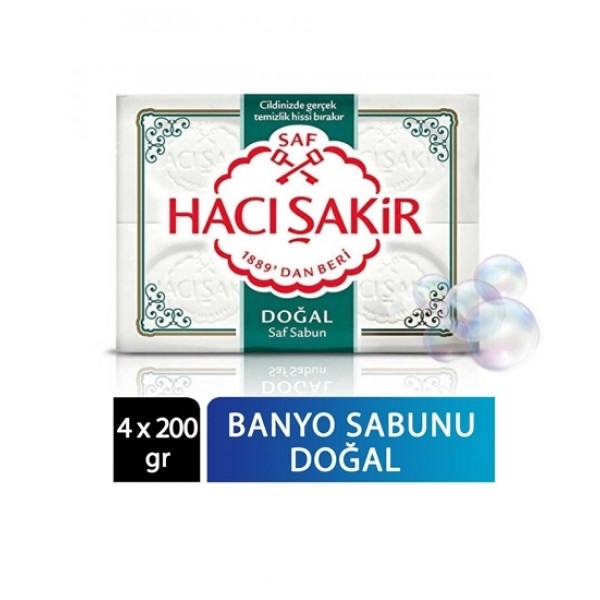 HACI ŞAKİR SAF DOĞAL SABUN 4*200GR: 800GR HACI ŞAKİR SAF DOĞAL SABUN 4*200GR: 800GR
