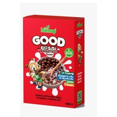 HÜNNAP GOOD KEÇİ SÜTLÜ ÇİKOLATALI GEVREK 400GR GLUTEN İÇERMEZ
