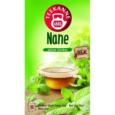 TEEKANNE KARIŞIK BİTKİ ÇAYI NANE DOĞAL 20Lİ SÜZEN POŞET 1,5*20G:30GR KAFEİN İÇERMEZ TEEKANNE KARIŞIK BİTKİ ÇAYI NANE DOĞAL 20Lİ SÜZEN POŞET 1,5*20G:30GR KAFEİN İÇERMEZ