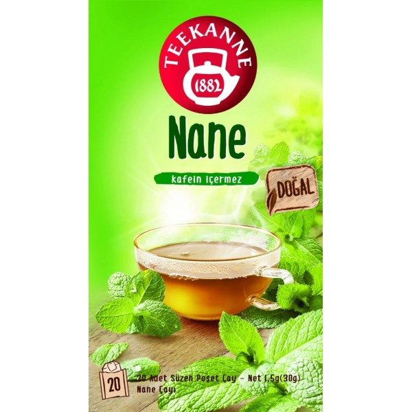 TEEKANNE KARIŞIK BİTKİ ÇAYI NANE DOĞAL 20Lİ SÜZEN POŞET 1,5*20G:30GR KAFEİN İÇERMEZ