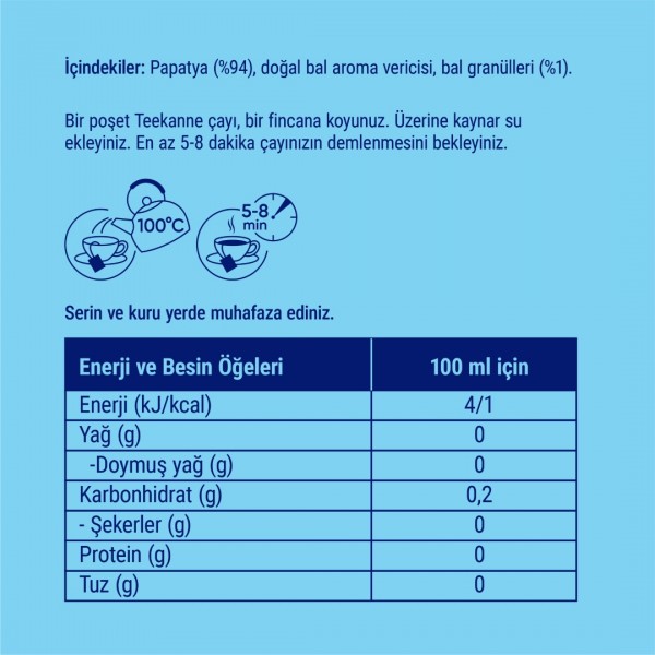 TEEKANNE KARIŞIK BİTKİ ÇAYI PAPATYA VE BALLI DOĞAL 20Lİ SÜZEN POŞET 1,5*20G:30GR KAFEİN İÇERMEZ