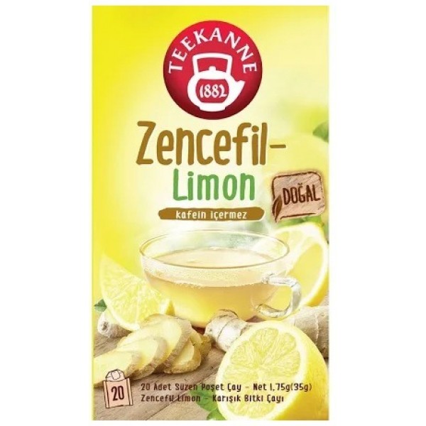 TEEKANNE BİTKİ ÇAYI DOĞAL ZENCEFİL-LİMON 20Lİ SÜZEN POŞET 1,75*20G:35GR