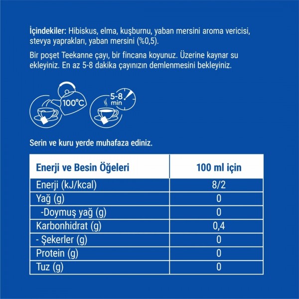 TEEKANNE KARIŞIK MEYVE ÇAYI YABAN MERSİNİ 20Lİ SÜZEN POŞET 2*20G:40GR