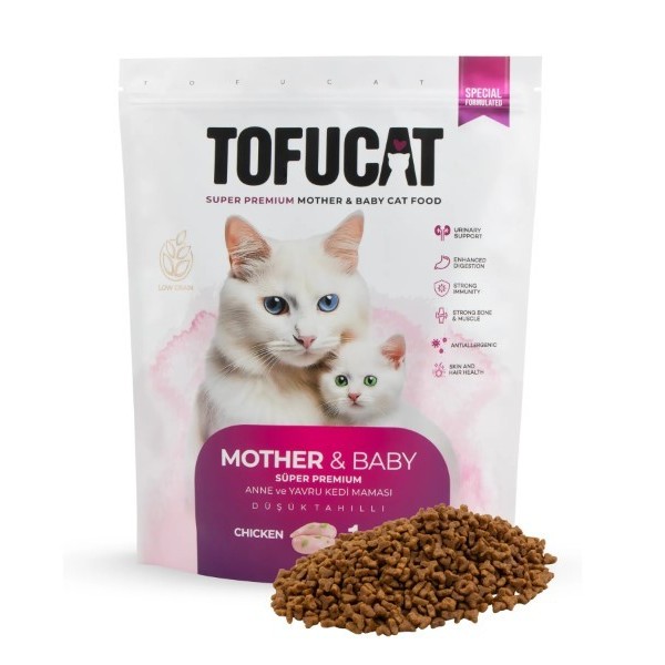 TOFUCAT SÜPER PREMIUM ANNE VE YAVRU KEDİ MAMASI TAVUKLU 1500GR DÜŞÜK TAHILLI TOFUCAT SÜPER PREMIUM ANNE VE YAVRU KEDİ MAMASI TAVUKLU 1500GR DÜŞÜK TAHILLI