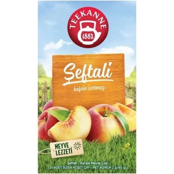 TEEKANNE KARIŞIK MEYVE ÇAYI ŞEFTALİ 20Lİ SÜZEN POŞET 2*20G:40GR KAFEİN İÇERMEZ