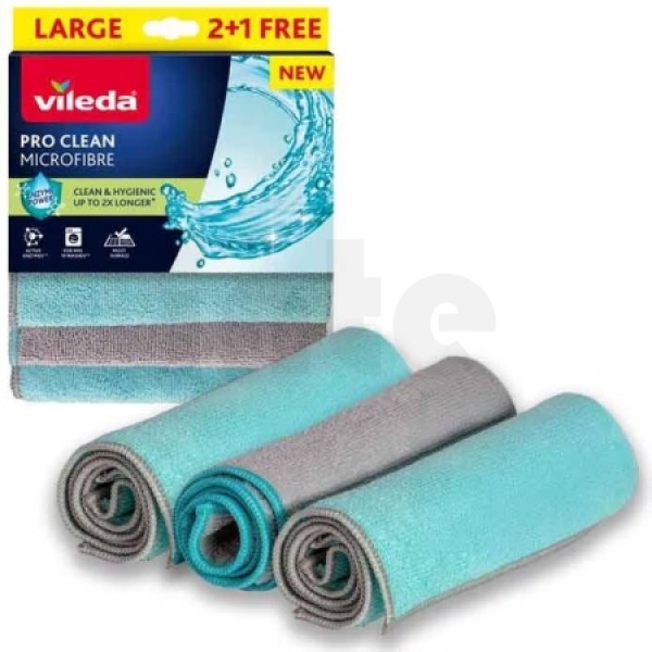 VİLEDA PRO CLEAN MICROFİBER TEMİZLİK BEZİ LARGE 2+1 FREE 30*34CM