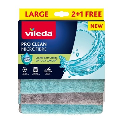 VİLEDA PRO CLEAN MICROFİBER TEMİZLİK BEZİ LARGE 2+1 FREE 30*34CM