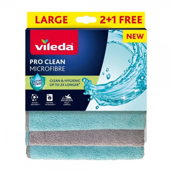 VİLEDA PRO CLEAN MICROFİBER TEMİZLİK BEZİ LARGE 2+1 FREE 30*34CM